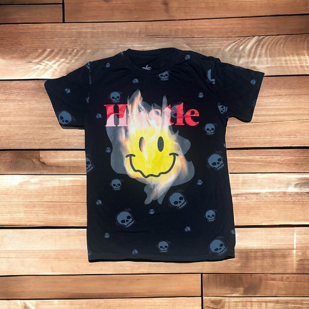 Vibes Brand Hustle Shirt -Emoji fire Graphic Tee🔥 NWOT Sz M - Picture 5 of 7